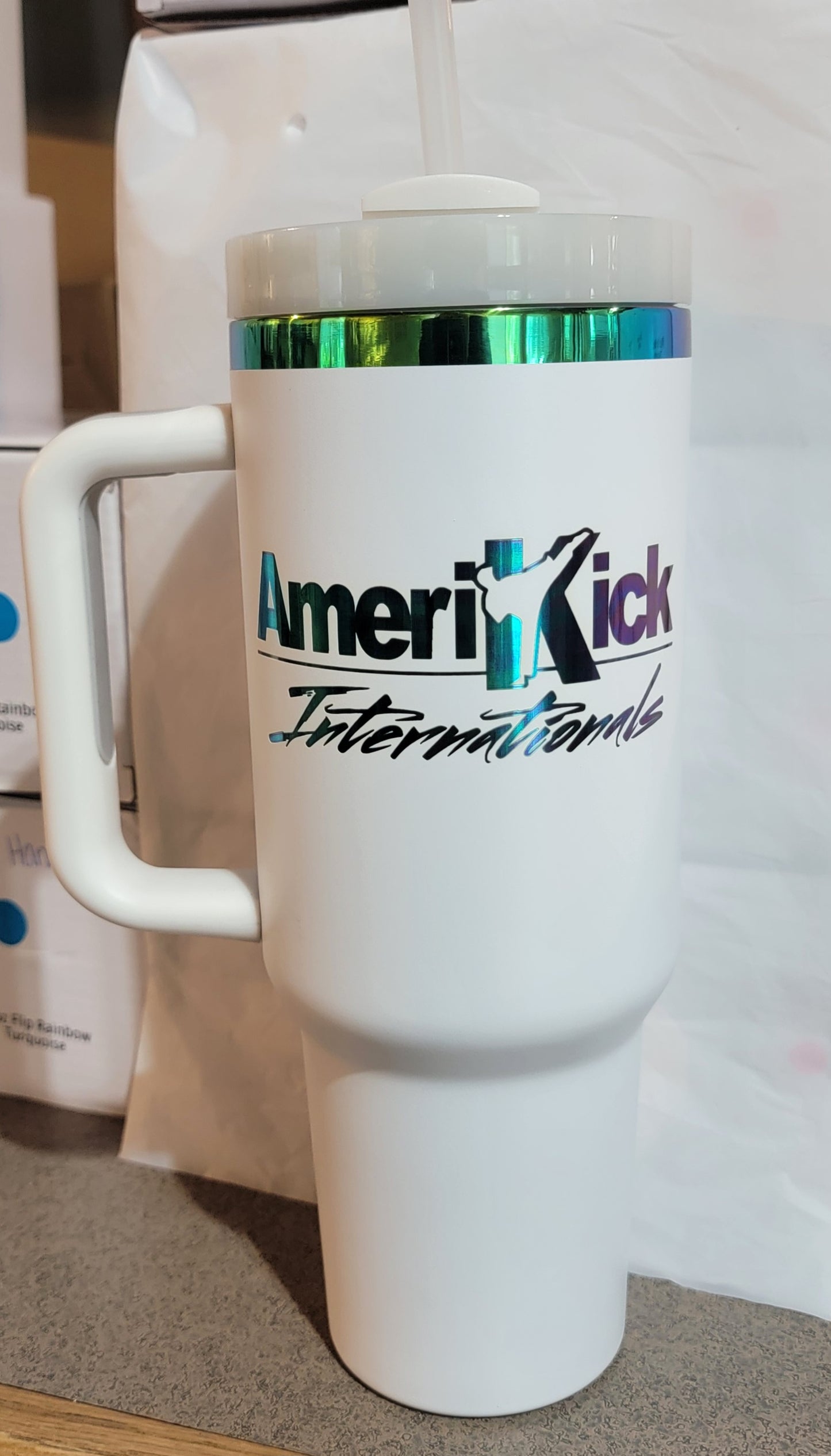 40oz Ion Plated AmeriKick Internationals Straw Tumbler